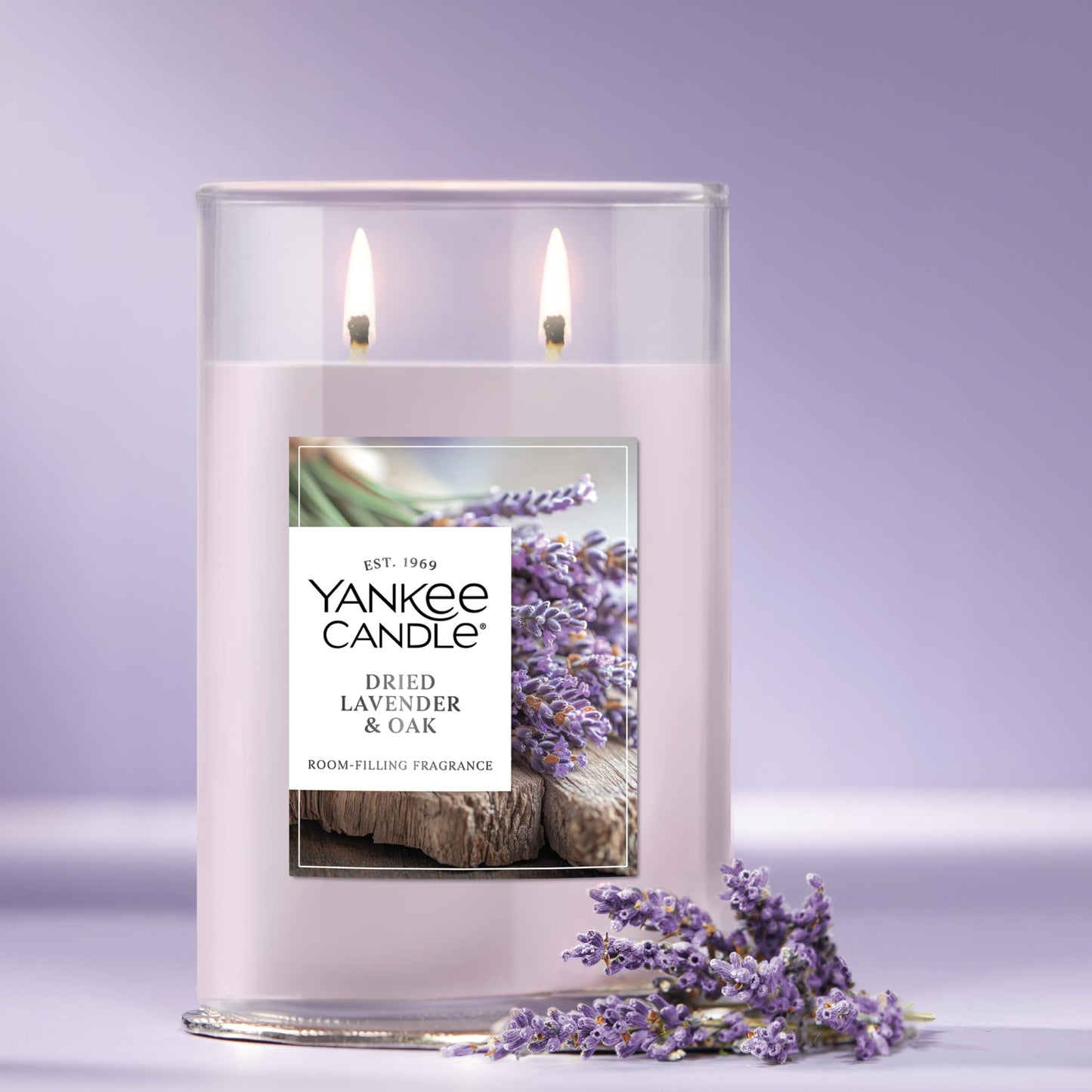 Yankee Candle Large Tumbler Scented Candle with up to 80 Hour Burn Time, Premium Plant Wax Blend for Consistent Burn, 20 oz Tumbler Candle with Room Filling Fragrance, Dried Lavender & Oak
