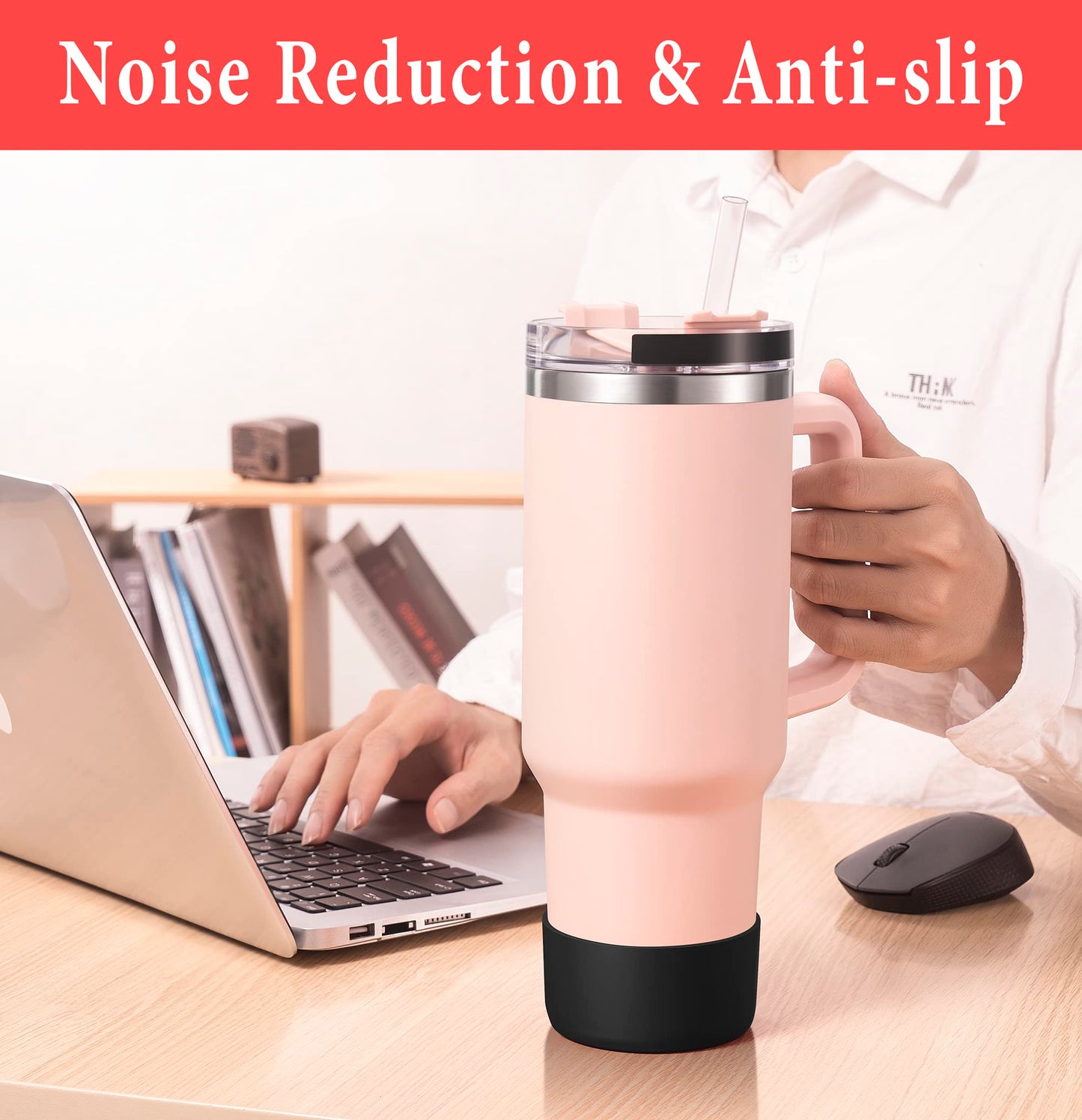 KTKUDY 2Pcs Silicone Boot for Stanley Quencher Tumbler H2.0 30 oz 40 oz & IceFlow 20 oz 30 oz & intended for Hydro Flask Water Bottle 12-24 oz - Cup Bottom Accessories Fits Stanley Cup, Black