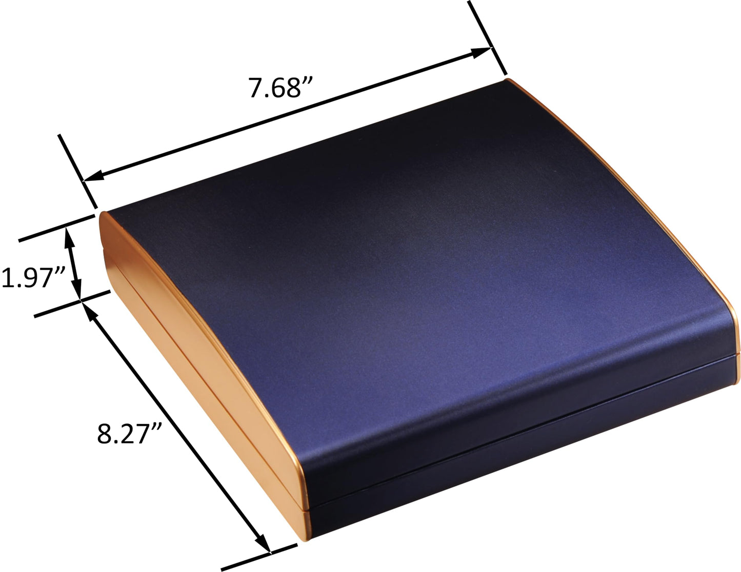 LED Blue Extra Large Necklace Pendant Earrings Ring Bracelet Box Luxury PU Leather Dome Top Designed with Gold Color Painted on the Sides Big Jewelry Sets Gift Holder Box with Light for Men for Women(Blue)