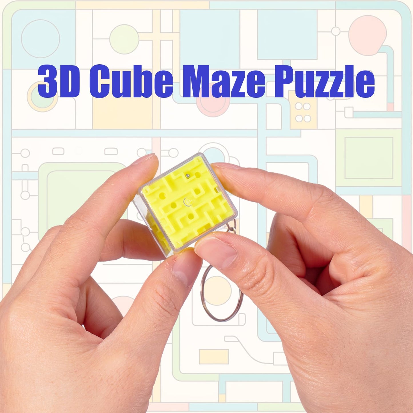 Halloscume 50 Pcs Maze Puzzle Toy Gift 3D Cube Box Mini Maze Christmas Mind Puzzles Game for Adults Birthday Party Favors Stocking Stuffers for Kids (Red, Blue, Yellow and Green,1.2'')