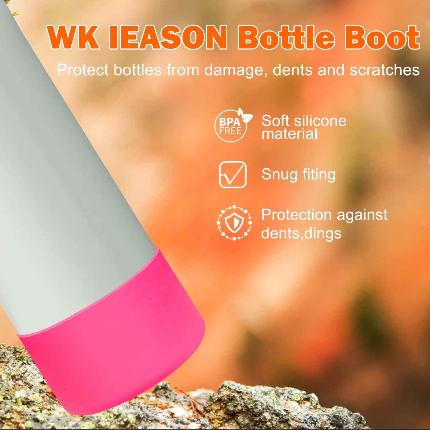 WK IEASON 2Pcs Silicone Water Bottle Boot for Owala 24oz, Protective Flask Bottom Cover Base for Owala FreeSip Twist and Flip Flask Bottles (Rosex2, 24OZ)