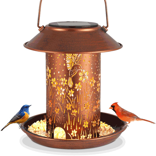 Bird Feeders for Outdoors Hummingbird Solar Lanterns Outdoor Waterproof Hanging Garden Decor Birthdays for Women Mom Metal Solar Decoration Outside for Yard, Patio, Lawn