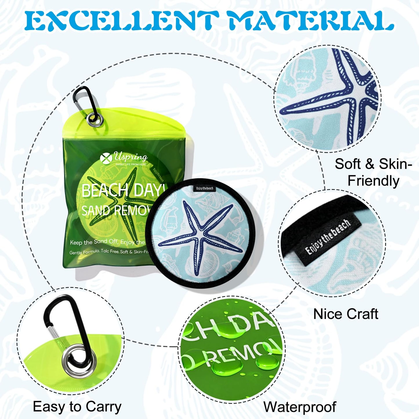 Uspring 2 Pcs Sand Remover for Beach, Sandscreen Sand Remover Beach Essentials, Sand Removal Bags, Beach Accessories, Vacation Essentials, Beach Must Haves, Gifts for Women