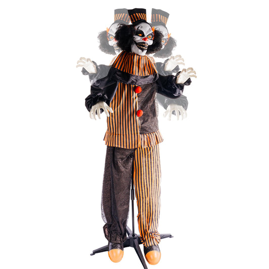 Hourleey Halloween Outdoor Standing Clown Decorations, Life Size Animatronic Scary The Talking Clown with Flashing Red Eyes, Indoor Outdoor Halloween Decoration
