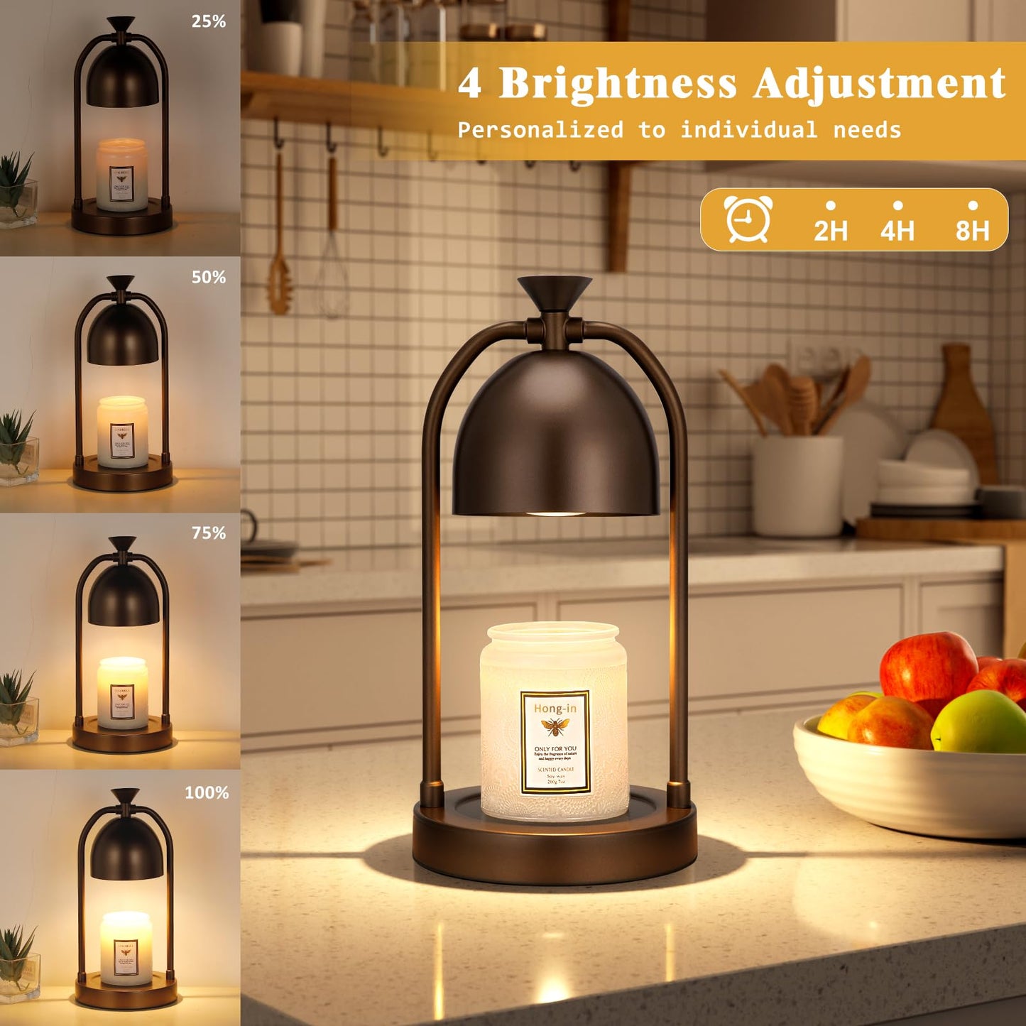 Brown Candle Warmer Lamp with Timer-Electric Candle Light for Bedroom Decor, Aromatherapy at Home | Gifts for Men | Home Gift Ideas