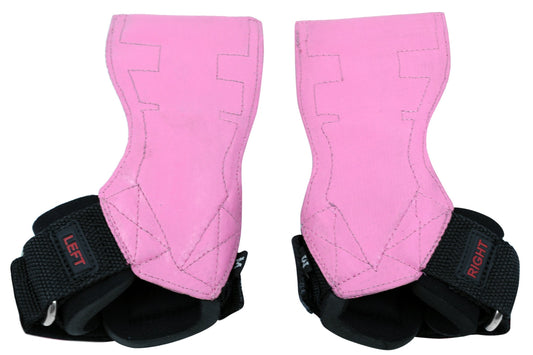Lifting Grips PRO Weight Gloves Best Heavy Duty Straps Alternative to Power Hooks Deadlifts Adjustable Neoprene Padded Wrist Wrap (Pink Rubber, Small 5.0"-6.40" Wrist Size)
