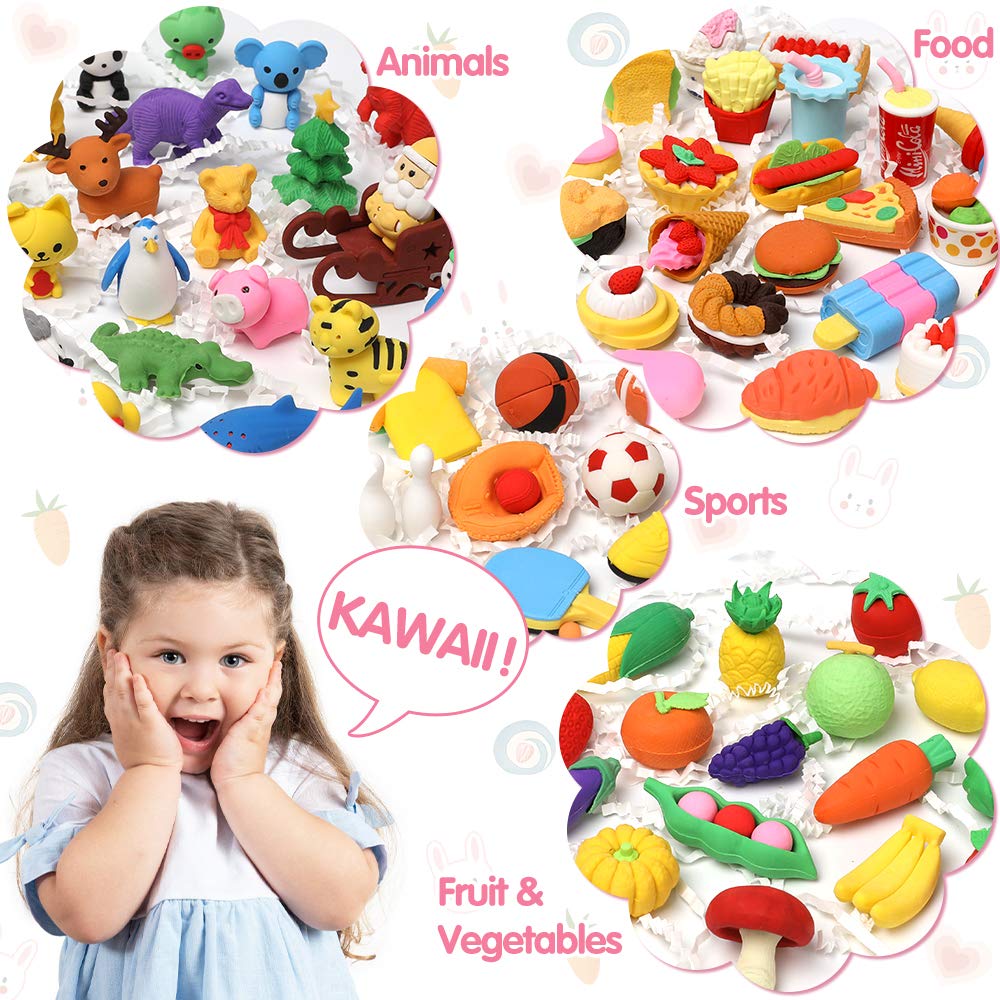 150 Pack Animal Erasers for Kids Puzzle Pencil Erasers 3D Mini Eraser Toys for Classroom Prizes Game Reward Easter Egg Fillers Goodie Bag Stocking Stuffers Treasure Box Party Favors for Kid Gifts
