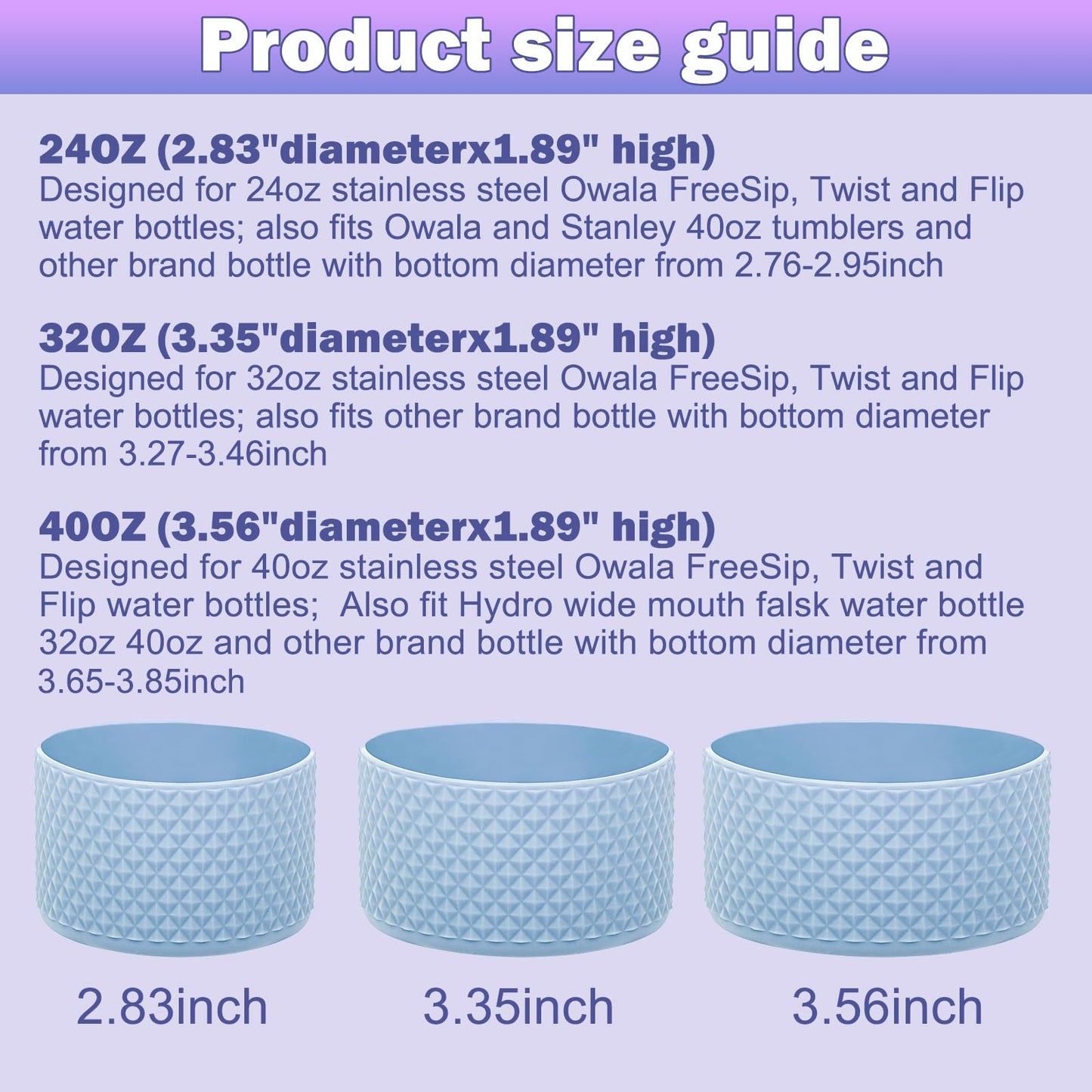 WK IEASON 2Pcs Silicone Water Bottle Boot for Owala 24oz, Protective Flask Bottom Cover Base for Owala FreeSip Twist and Flip Flask Bottles (Diomond Naguna/black, 24OZ)