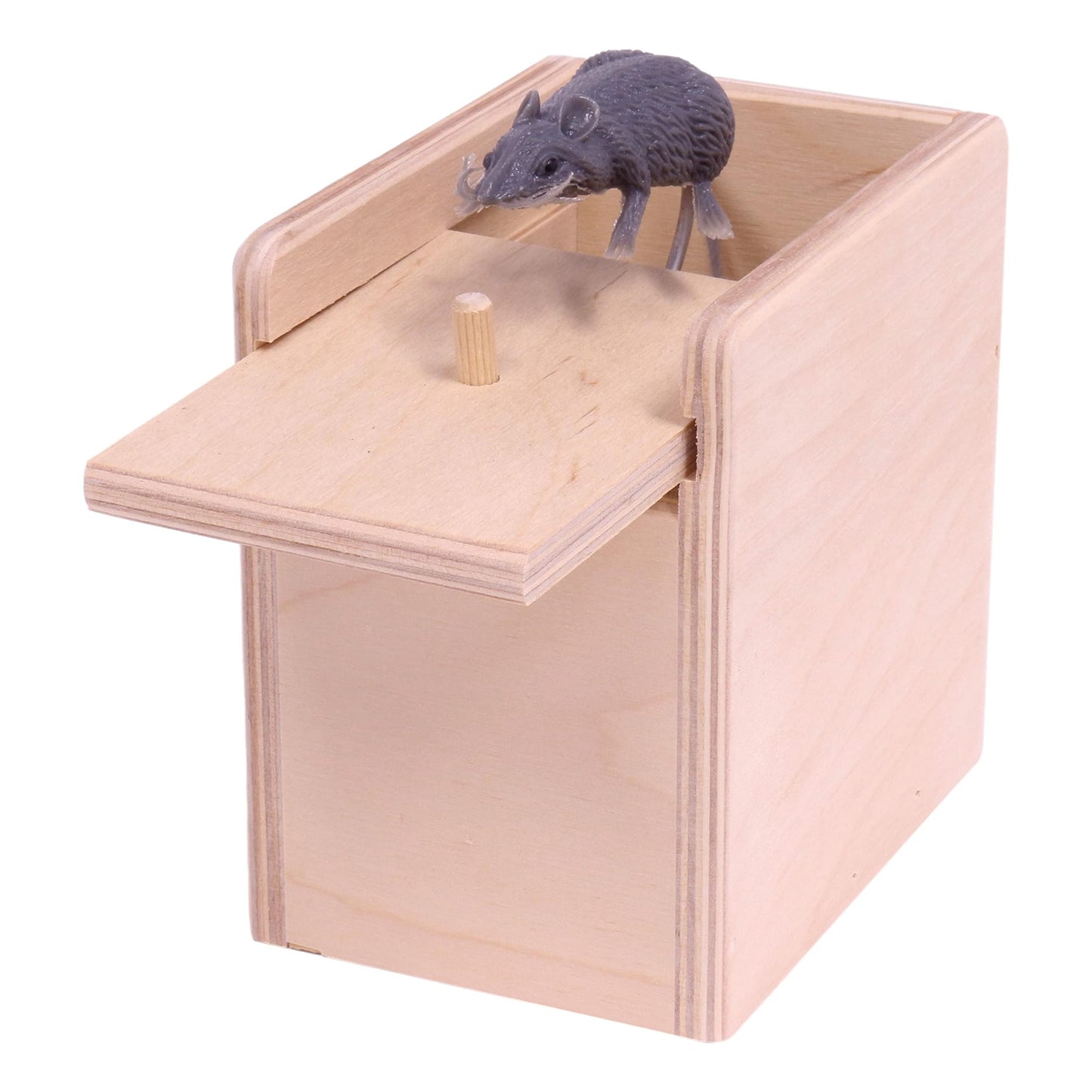 AmishToyBox Wooden Surprise Mouse Prank Box Toy, Amish-Made
