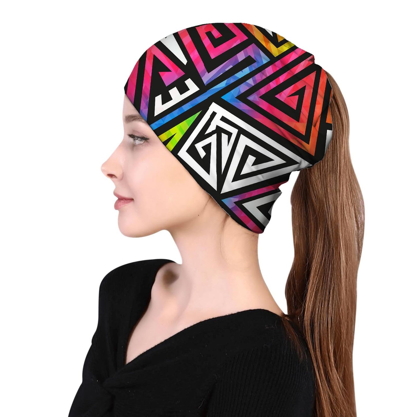 JoUbi Geometric Figure Women's Slouchy Beanie Hat Cute Turban Hats Cancer Headwear Caps Baggy Skull Sleep Scarf