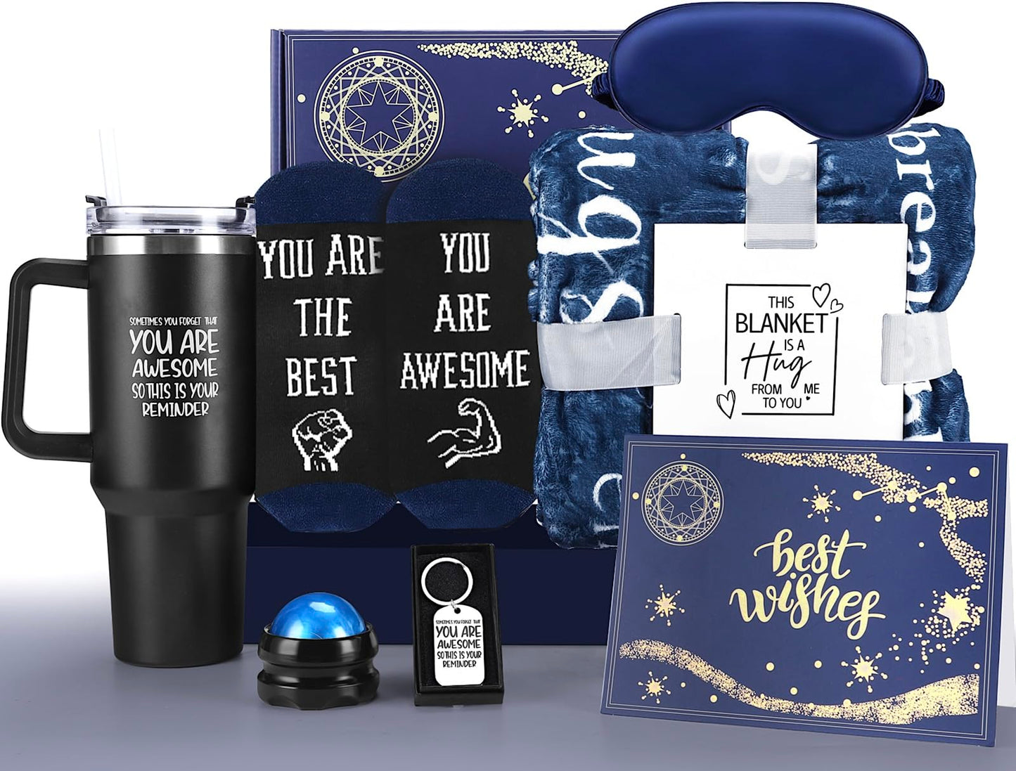 Gift Baskets for Men - Best Birthday Gifts Box, Anniversary Gift Set, Boyfriend Gift Kit, Get Well Soon Basket, Self Care Package, Unique Ideas Present for Man Him Dad Brother Husband Boy Friend