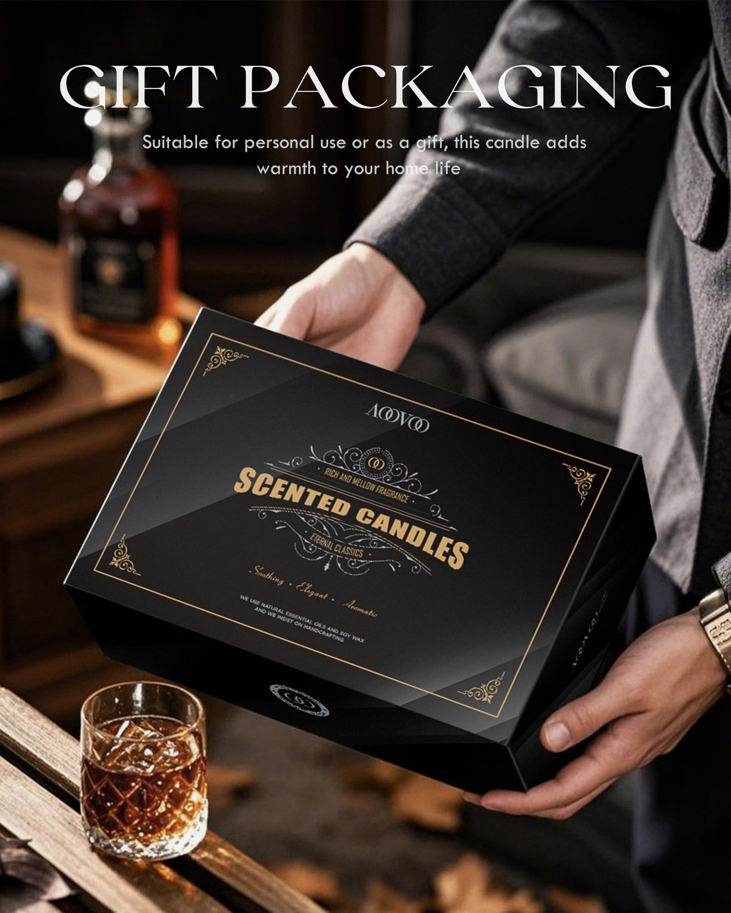 AOOVOO Scented Candles Gift Set - 6 Pack Men Candles for Home Scented, 42 oz Soy Candle for Men, 300 Hour Long Lasting Candle Set for Birthday, Father's Day, Valentine, Christmas, Anniversary