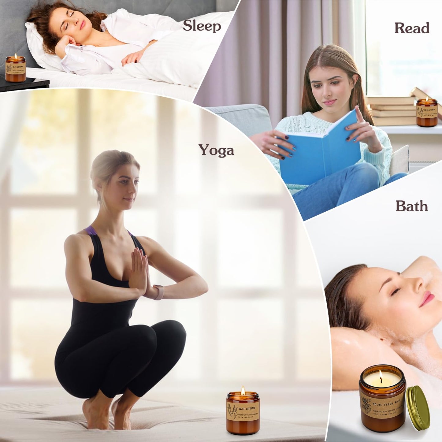 Candles for Home Scented Candles Set, 4 Pack Candles Gifts Set for Women/Men, Soy Candle, Lavender Candle, 220H Long Lasting Soy Wax Candle Set for Mother's Day, Birthday, Anniversary, Men