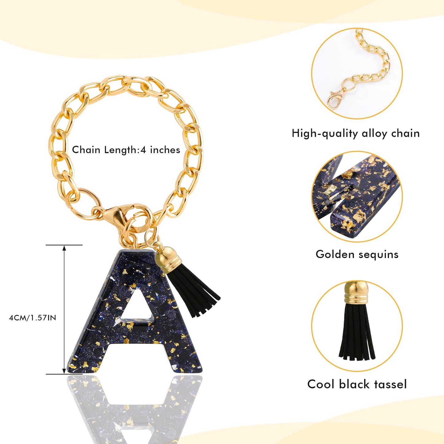 Letter Charm Accessories for Stanley Cup 1 PCS Cute Initial Keychain Handle Charm for Stanley Tumbler for Women Black Letter A
