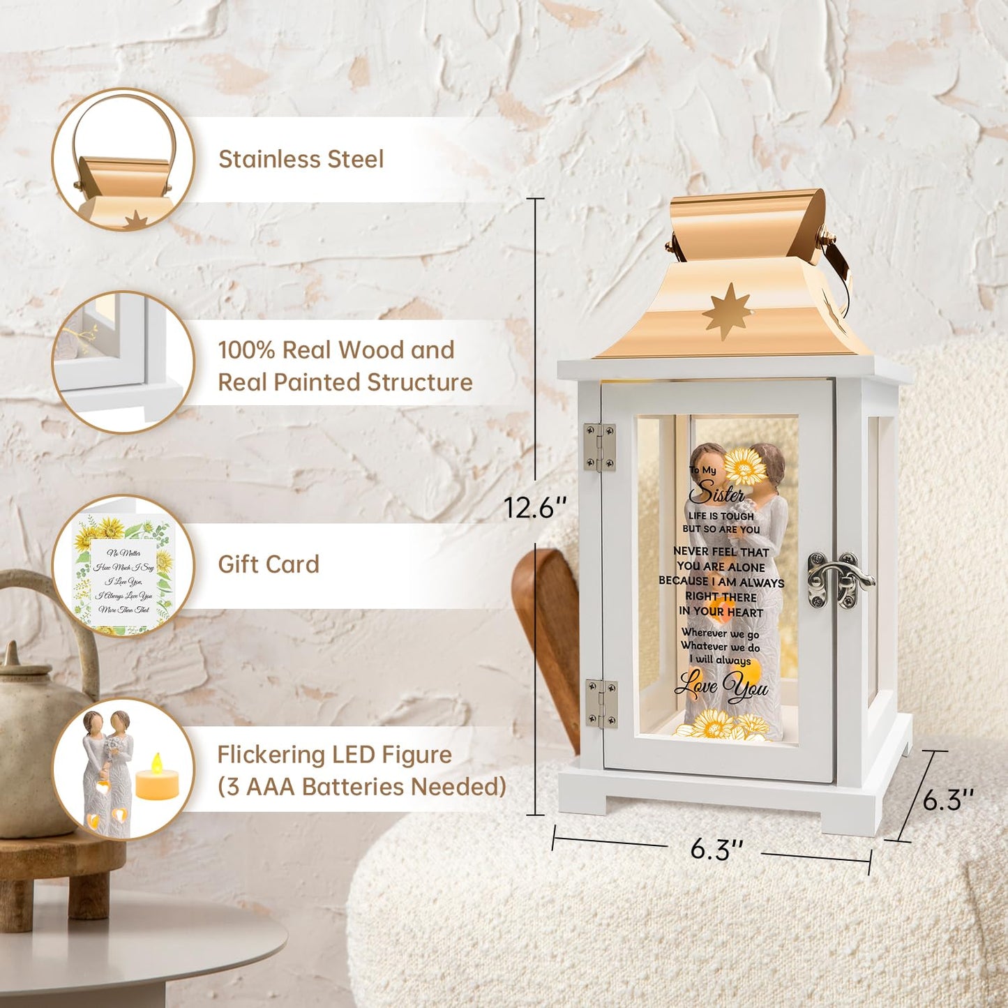 Homazing Sister Gifts Lantern - Unique Sister Gift Ideas for Mothers Day, Christmas, Thanksgiving