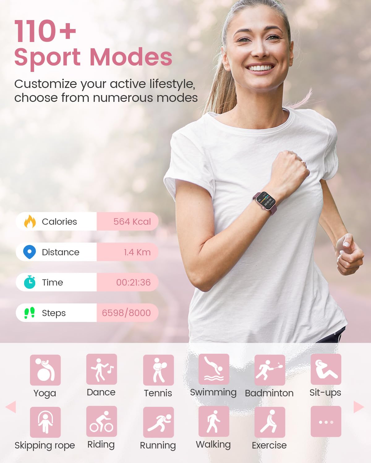 Smart Watches for Women,Fitness Tracker Smartwatch for Android Phones/iPhone Compatible,1.85" Womens Watch with Blood Pressure Monitor,Calls and Messages/Heart Rate/Sleep/Female Cycle(3 Watch Bands)