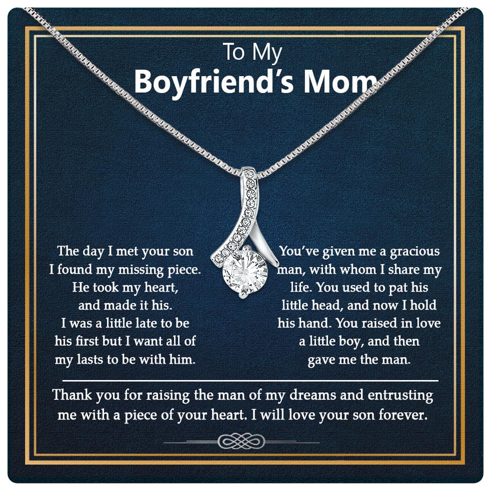 Larvincy To My Boyfriends Mom Necklace With Heartfelt Message & Elegant Box - Boyfriend Mom Gifts From Girlfriend On Birthday, Mothers Day, Christmas Or Special Occasion