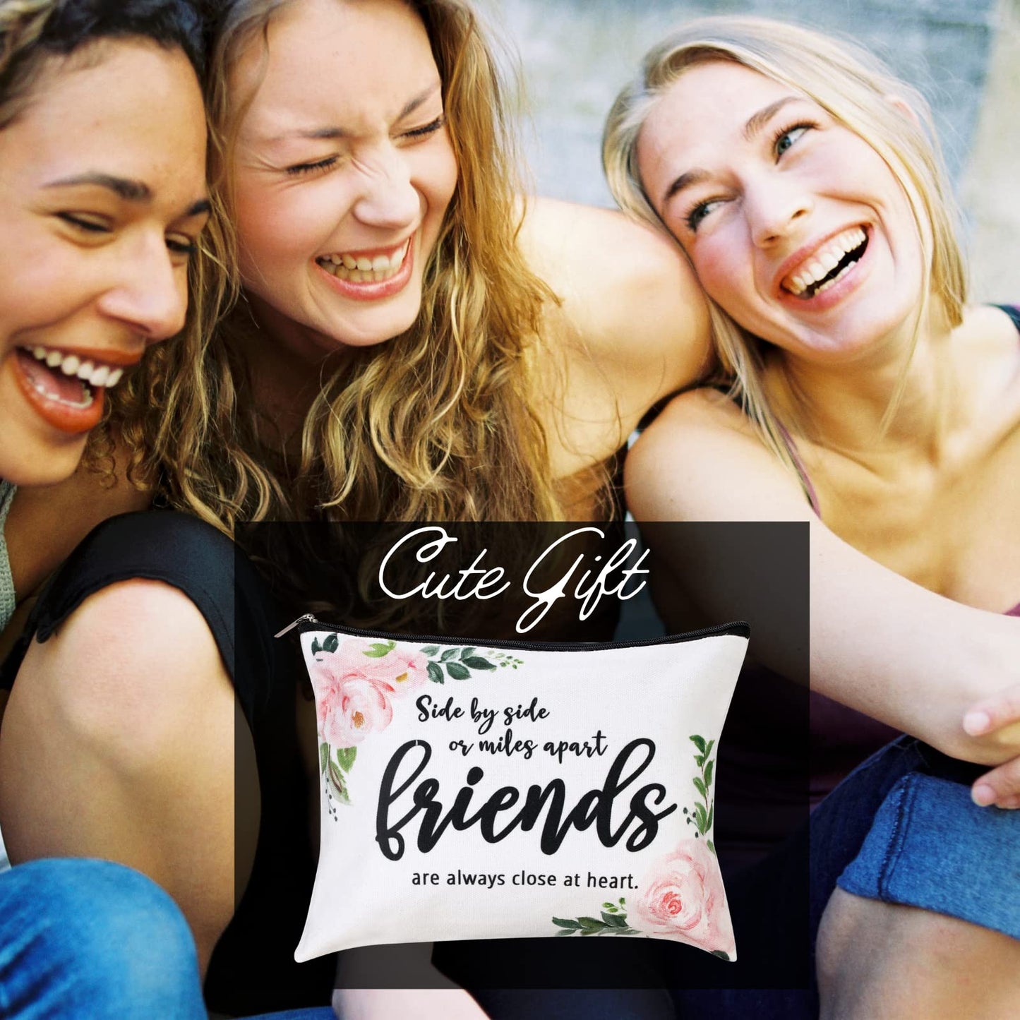 ECOHIP 6 Pack Bulk Good Friend Gifts for Women Makeup Bag Friendship Birthday Christmas Gift