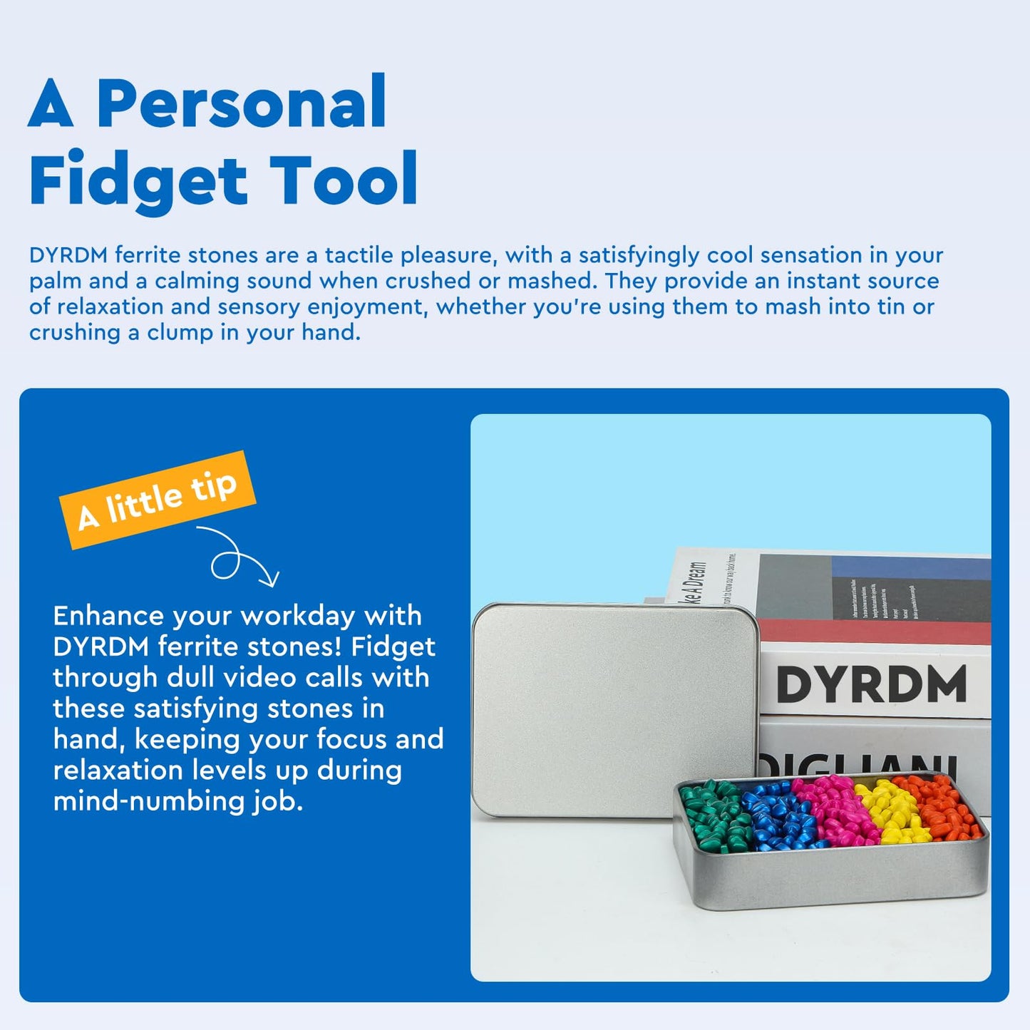 DYRDM 1000+ Original Ferrite Putty Multicolo, Fidget Toy Ferrite Stones for Stress Relief, Sensory Toy for Adults & Teens 14+, Holiday Stocking Stuffer, Ferrite Rocks Fidget Present for Office