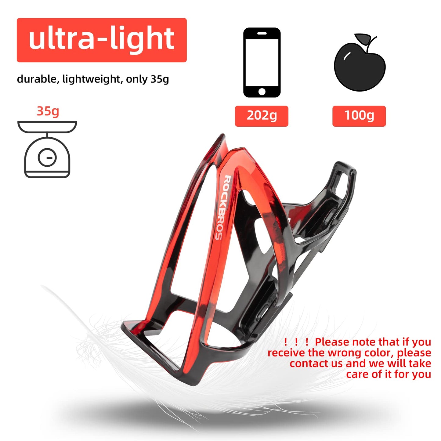 ROCKBROS Bike Water Bottle Holder Ultra-Light Bicycle Bottle Cages with Screws Tool, Universal Bike Cup Holder for Road MTB Mountain Bikes Cycling Accessories（2 Pack）