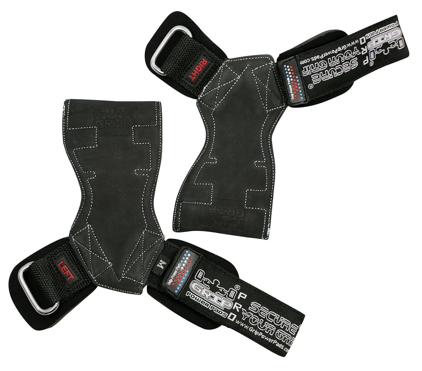 Lifting Grips PRO Weight Gloves Best Heavy Duty Straps Alternative to Power Hooks Deadlifts Adjustable Neoprene Padded Wrist Wrap (Black Leather, Small 5.0"-6.40" Wrist Size)