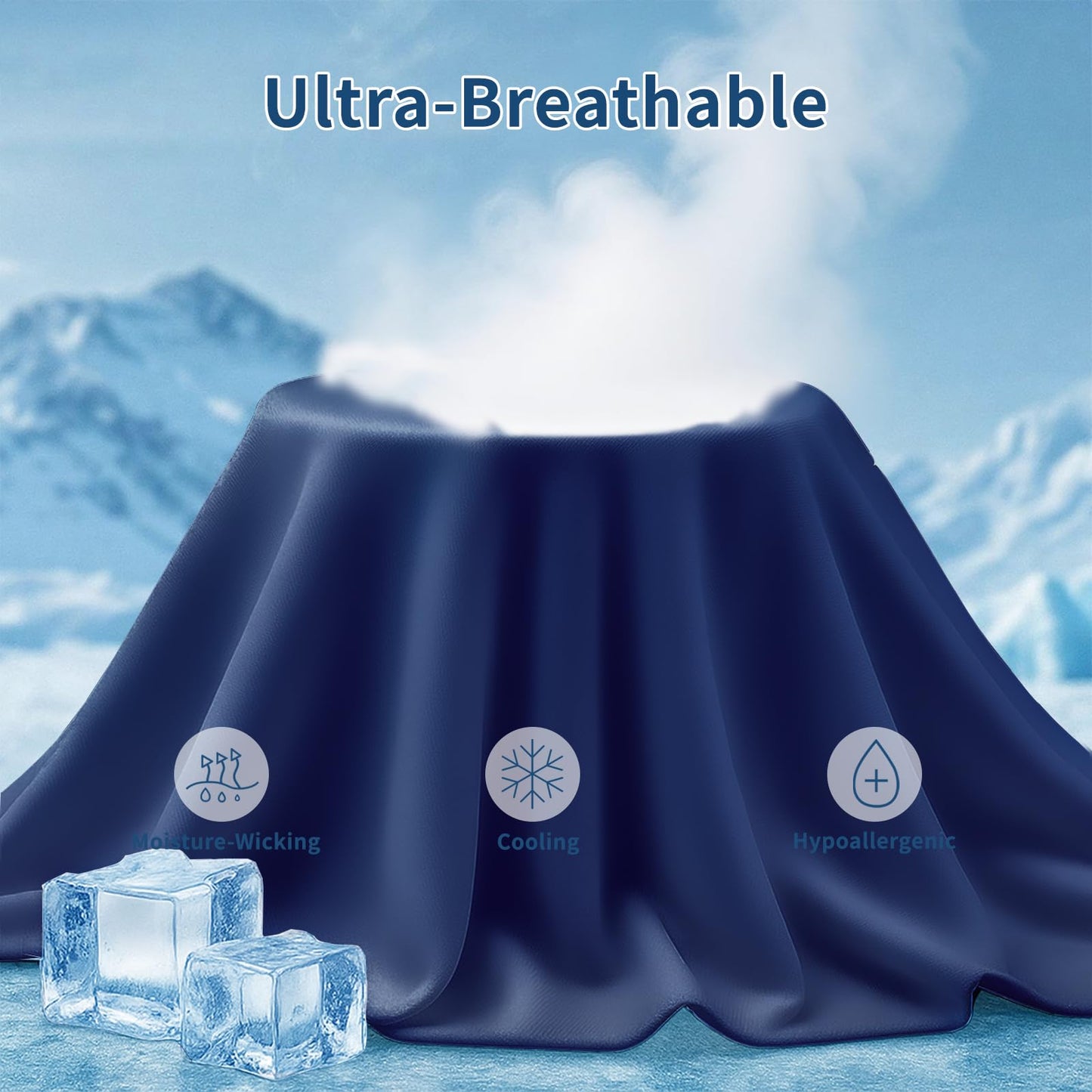 Cooling Pillow Cases for Hot Sleepers and Night Sweats, Ice Cool Pillowcases Standard Size Set of 2 for Hair Skin Silky Luxury Cover with Envelope Closure, Dorm Essentials for Deco,Royal Blue, 20"x26"