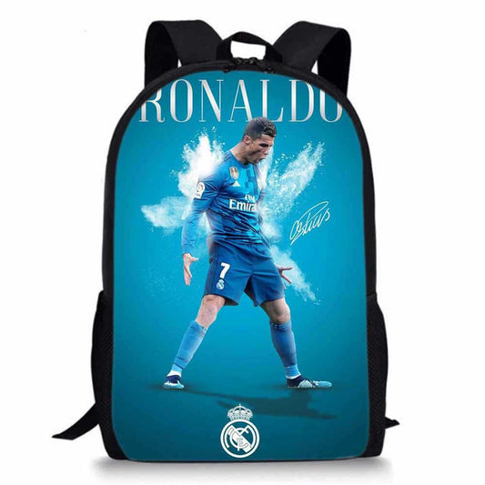 Jefuzh Soccer Player Cristiano Ronaldo Backpack,CR7 Lightweight Canvas Bookbag-Waterproof Casual Knapsack for Travel