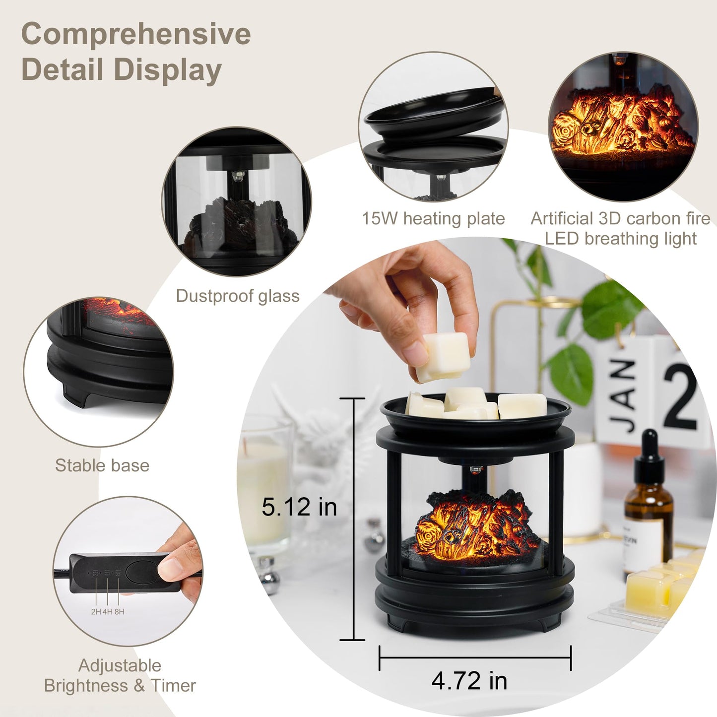 MOAFINA Wax Melt Warmer with Timer,Campfire Wax Warmer,3-in-1 Oil Burner Electric Candle Wax Warmer,Wax Warmer for Scented Wax Melts,Wax Melter Fragrance Warmer for Home Office Bedroom Gifts & Decor