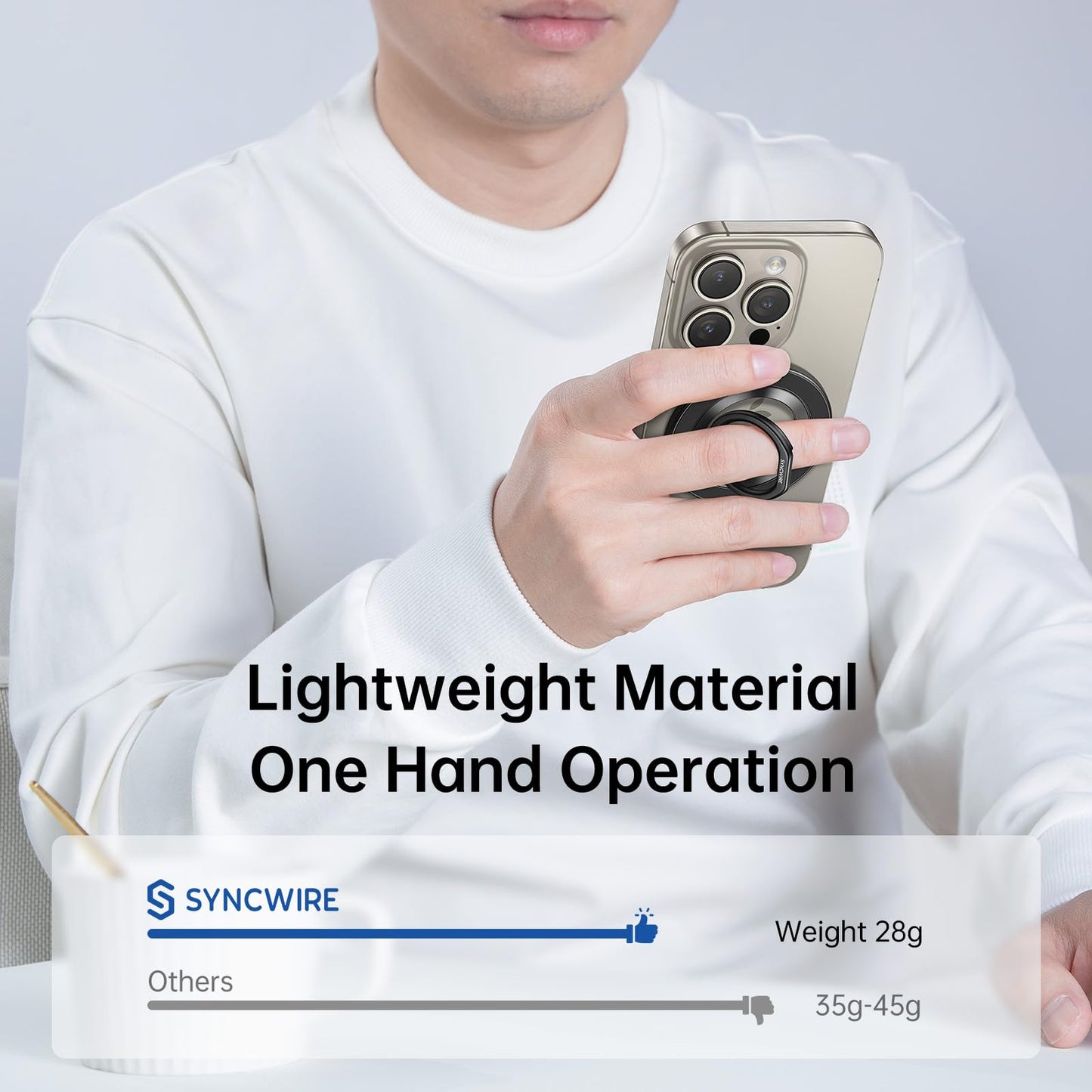 SYNCWIRE Upgraded Magnetic Phone Ring Holder for MagSafe, Magnet Cell Phone Grip Stand Finger Ring Kickstand Two-Sided Magnetic Compatible with iPhone 16 Pro Max 15 14 13 12 MagSafe Accessories