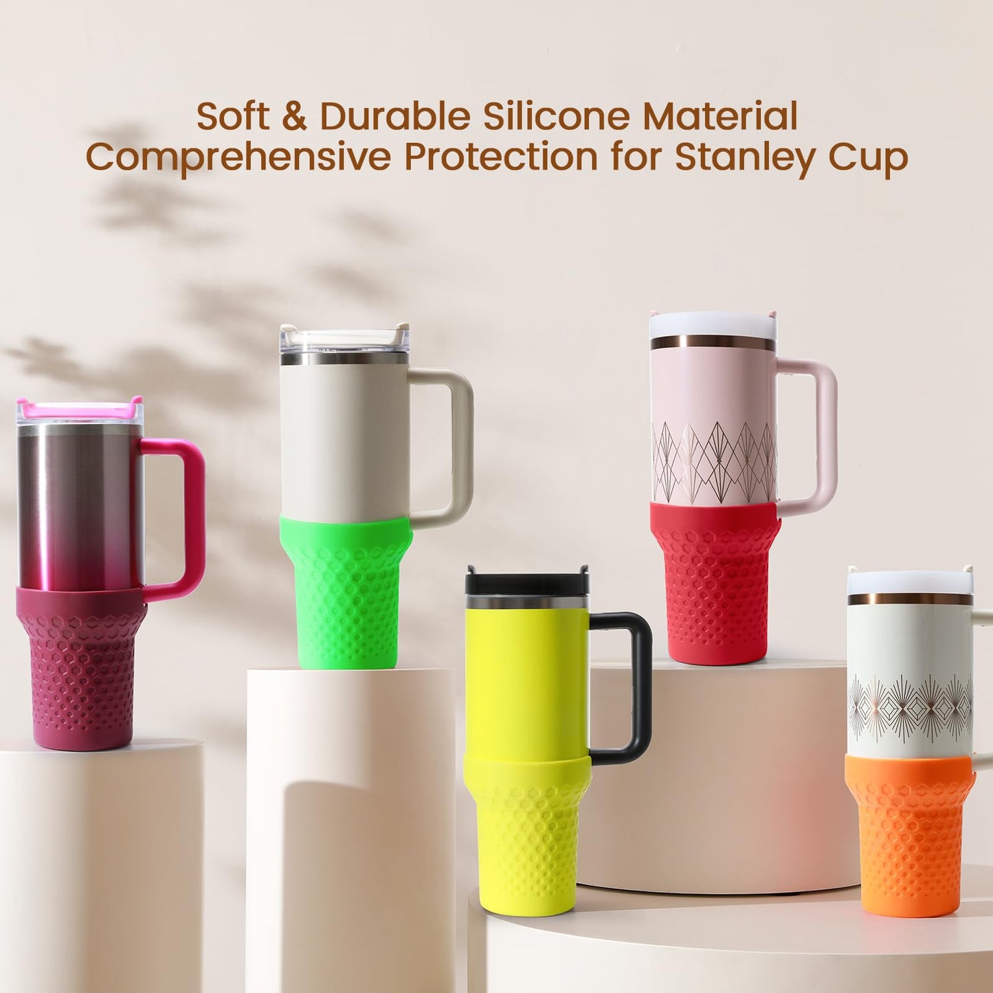 Thxbag Silicone Boot for Stanley Cup 30 oz, Green Neon Boot Sleeve Cover Fit with Stanley H2.0 and Quencher Adventure Tumbler Accessories (Neon Green, 30oz&20oz)