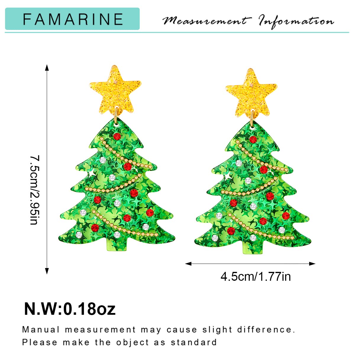 Christmas Tree Earrings for Women Acrylic Drop Earrings Green Tree Earrings