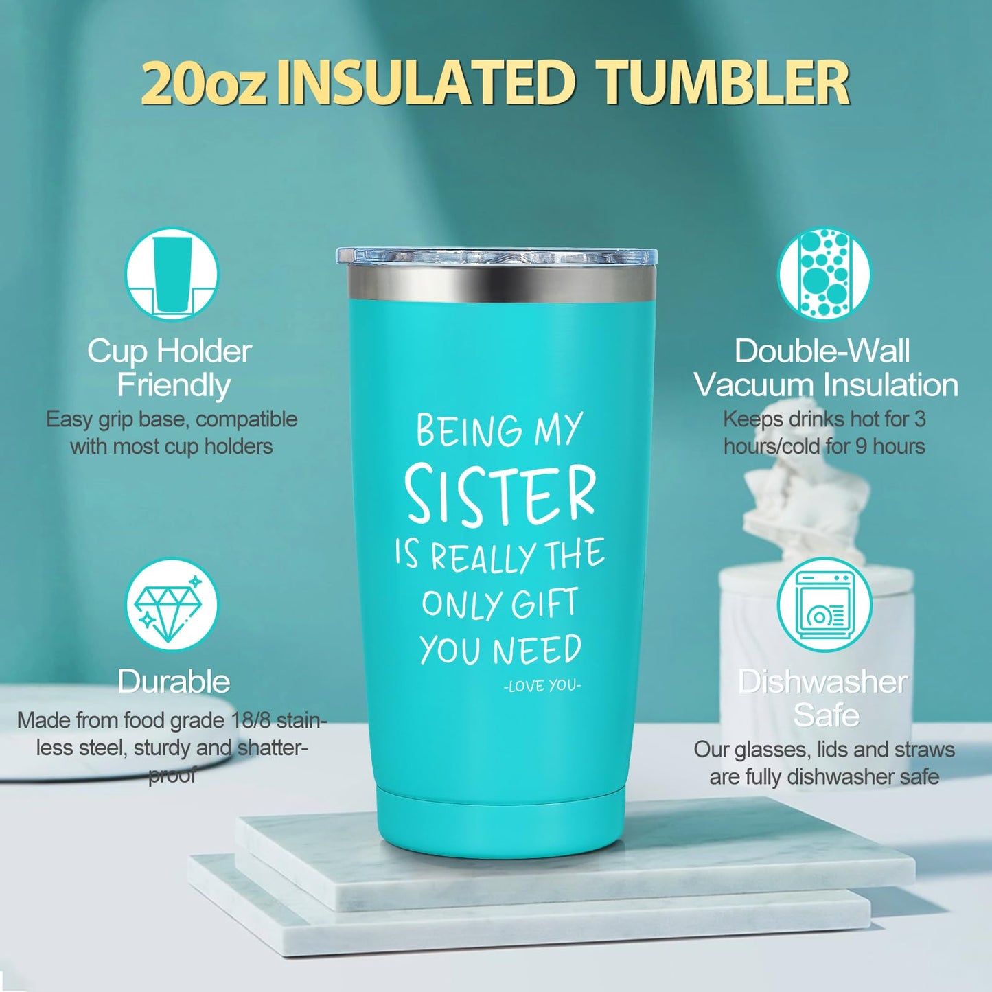 Suhctuptx Sisters Gifts from Sister, Sister Birthday Gifts, Christmas Gift Best Sis Ever Basket Funny Cool Love You Sis Unique Presents Ideas with Canvas Tote Bag for Adult Sisters in Law