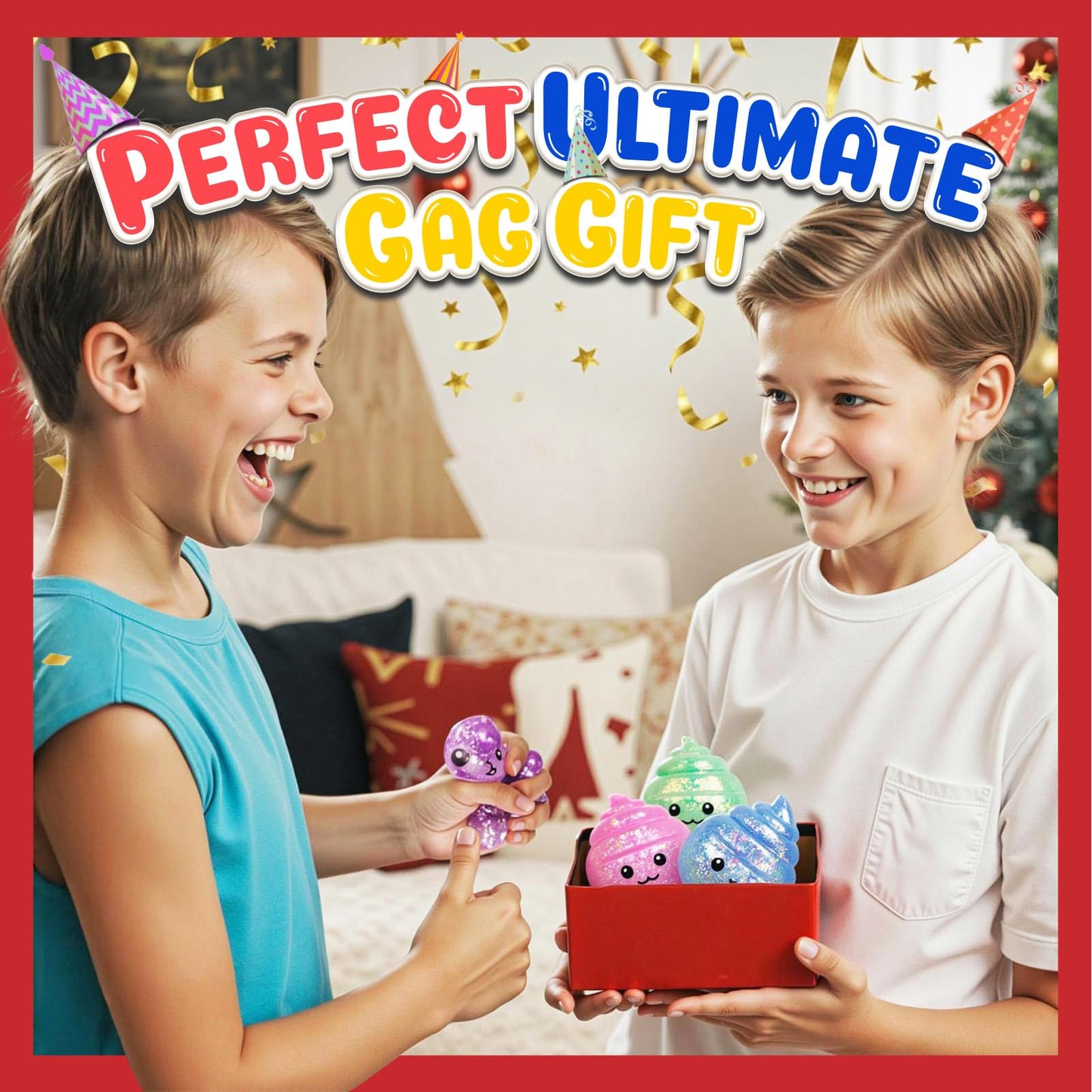 Fidget Toys for Kids & Adults: 4 Pack Poop Prank Gross Sensory Squeeze Toy - Large Size, Stress Anxiety Relief Balls, Gag Gifts for Girls Boys Teens Party Favors, Toys for Ages 6 7 8 12 Years Old