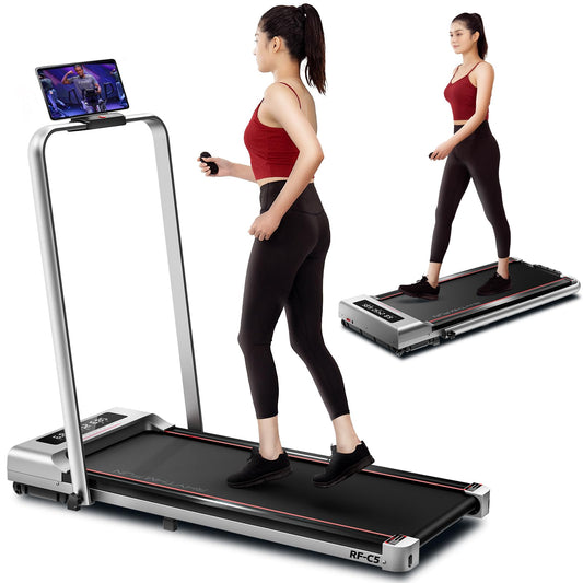 RHYTHM FUN Foldable Treadmill, 300 lb Capacity Walking Pad 2.5HP Treadmill Under Desk, Portable Treadmill for Home and Office, Folding Treadmill 2 in 1 with Remote Control, LED Display (SL-C5)