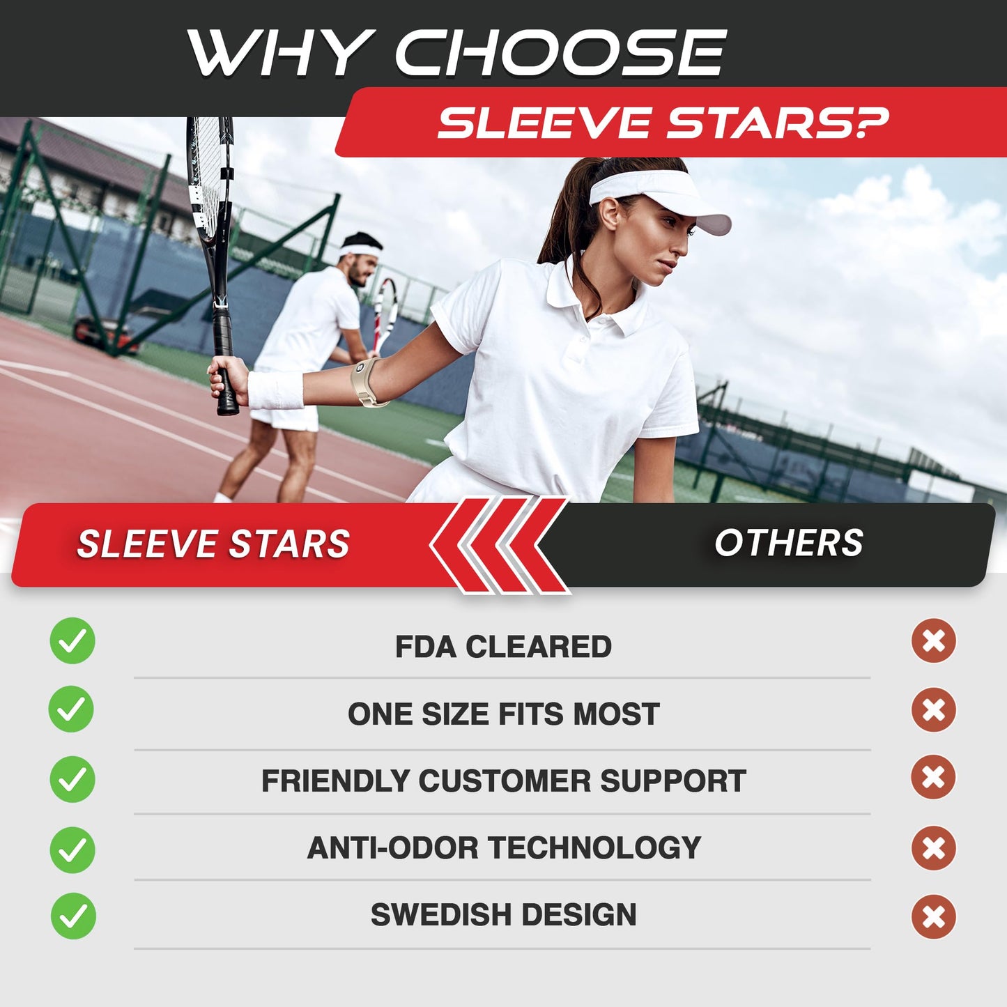 Sleeve Stars Tennis Elbow Brace for Men & Women, Tendonitis Elbow Brace & Strap Golfers Elbow Brace Counterforce Band for Tendon Pain Relief & Support for Forearm w/ 3 Straps Fits 9-23" (Single/Beige)