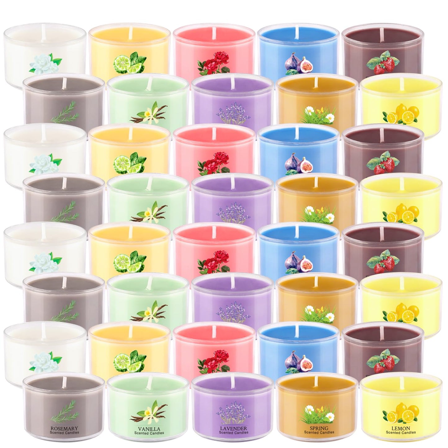 Scented Candle Set of 40 * 35g, 10 Fragrances, Soy Wax, Smokeless, with Cotton Wick,Long-Lasting Burn time for Home Décor,Relaxation,Romantic Dinner,Gift