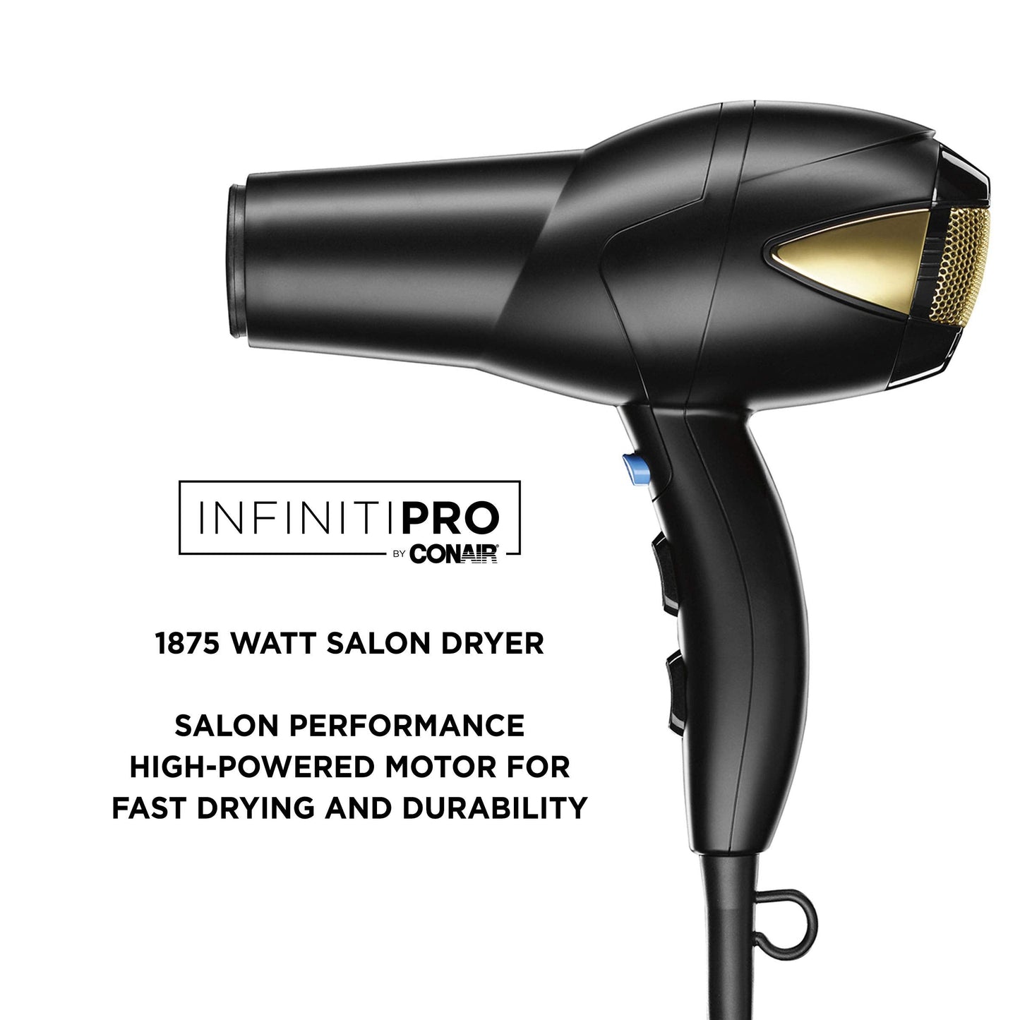 INFINITIPRO by CONAIR 1875 Watt Salon Hair Dryer for Coarse, Thick, Wavy, Curly, and Frizzy Hair