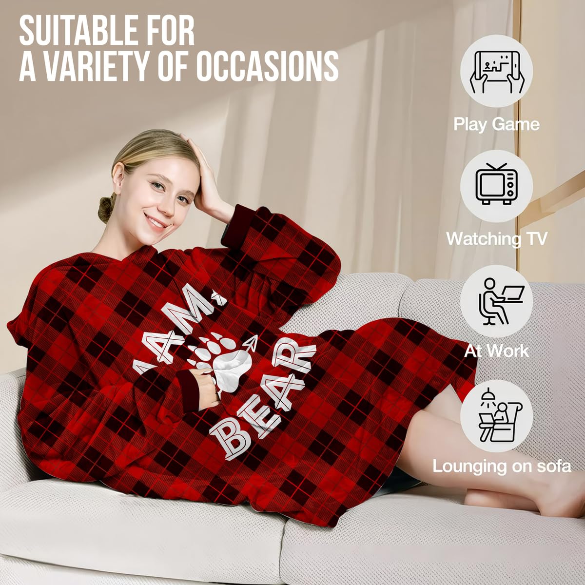 Warmstorey Mama Bear Hoodie Blanket For Women Wearable Blanket Hoodie - Christmas Gifts For Mom From Daughter Son - Wife Birthday Gifts, Gifts For Wife From Husband