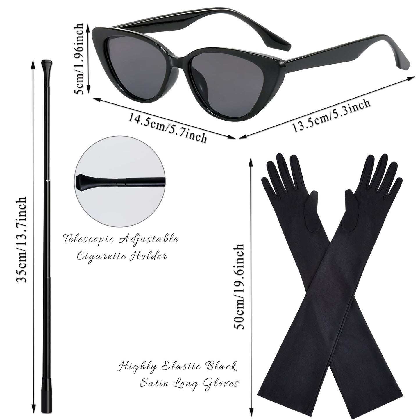 Horolam 6PCS 1920s Accessories, Holly Golightly Costume 20s Accessories Pearl Necklace Earrings Gloves Sunglasses for Women