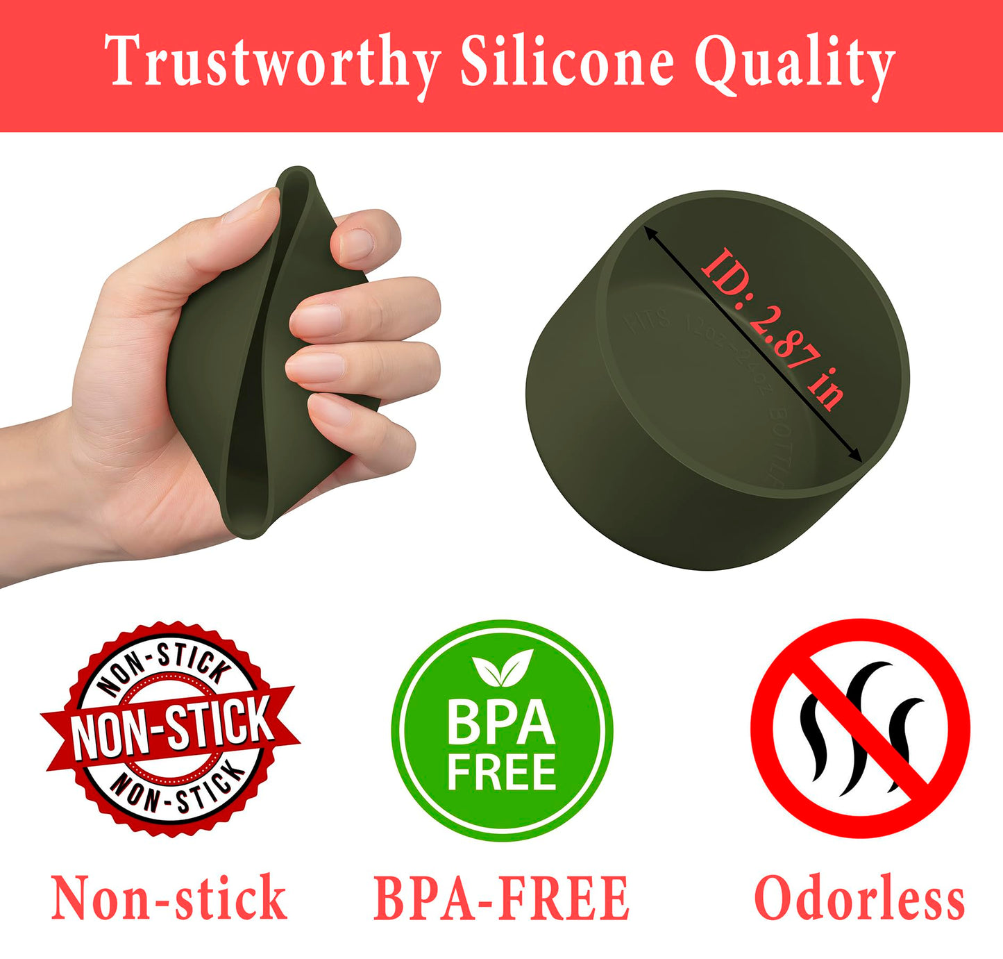 KTKUDY 2Pcs Silicone Boot for Stanley Quencher Tumbler H2.0 30 oz 40 oz & IceFlow 20 oz 30 oz & Intended for Hydro Flask Water Bottle 12-24 oz - Cup Bottom Accessories Fits Stanley Cup, Olive Green