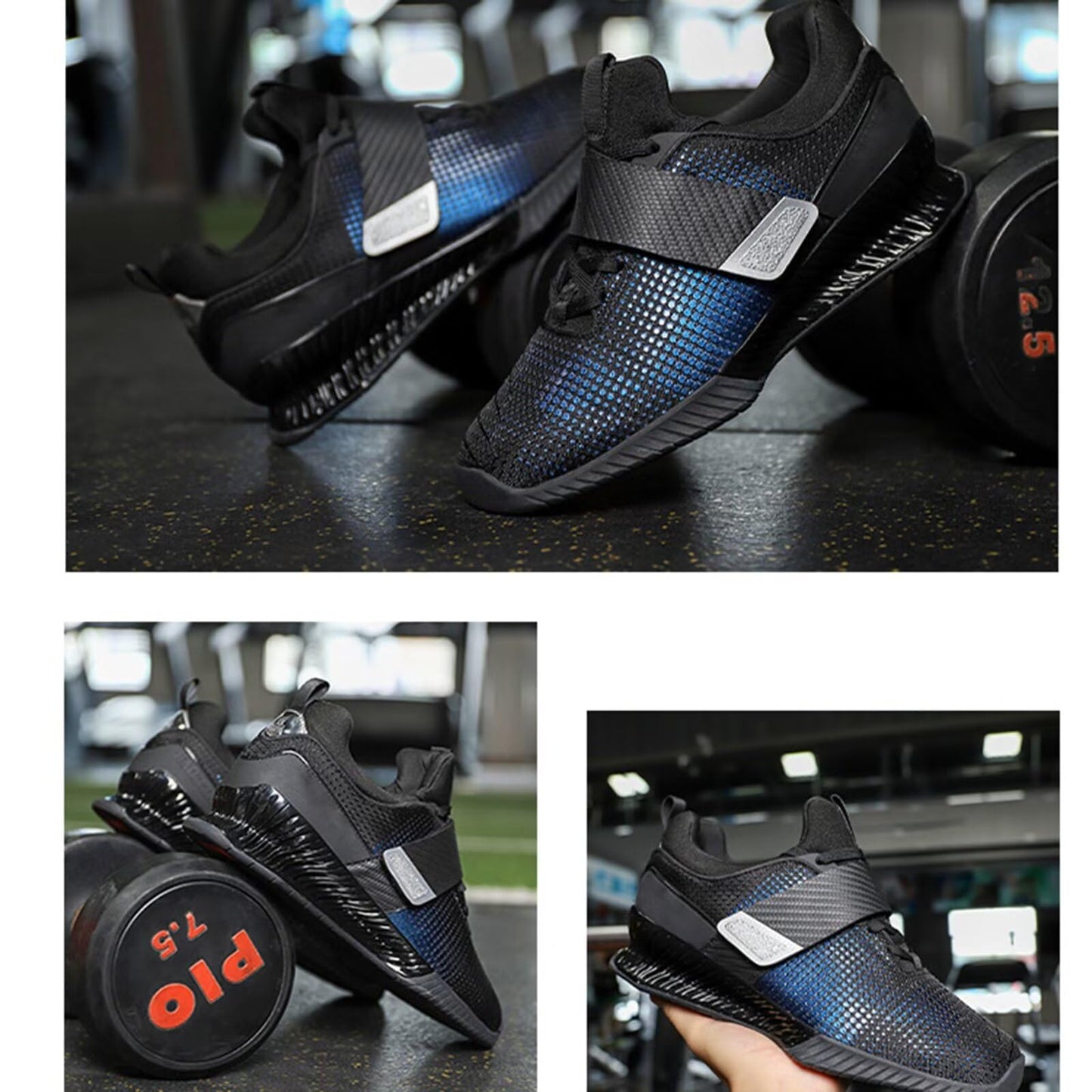 HusSeN Deadlift Shoes for Mens Gym Training Squat Sneaker Powerlifting & Bodybuilding Shoes Fitness Shoes for Weight Lifting Hard Pulling and Weight Training Blue