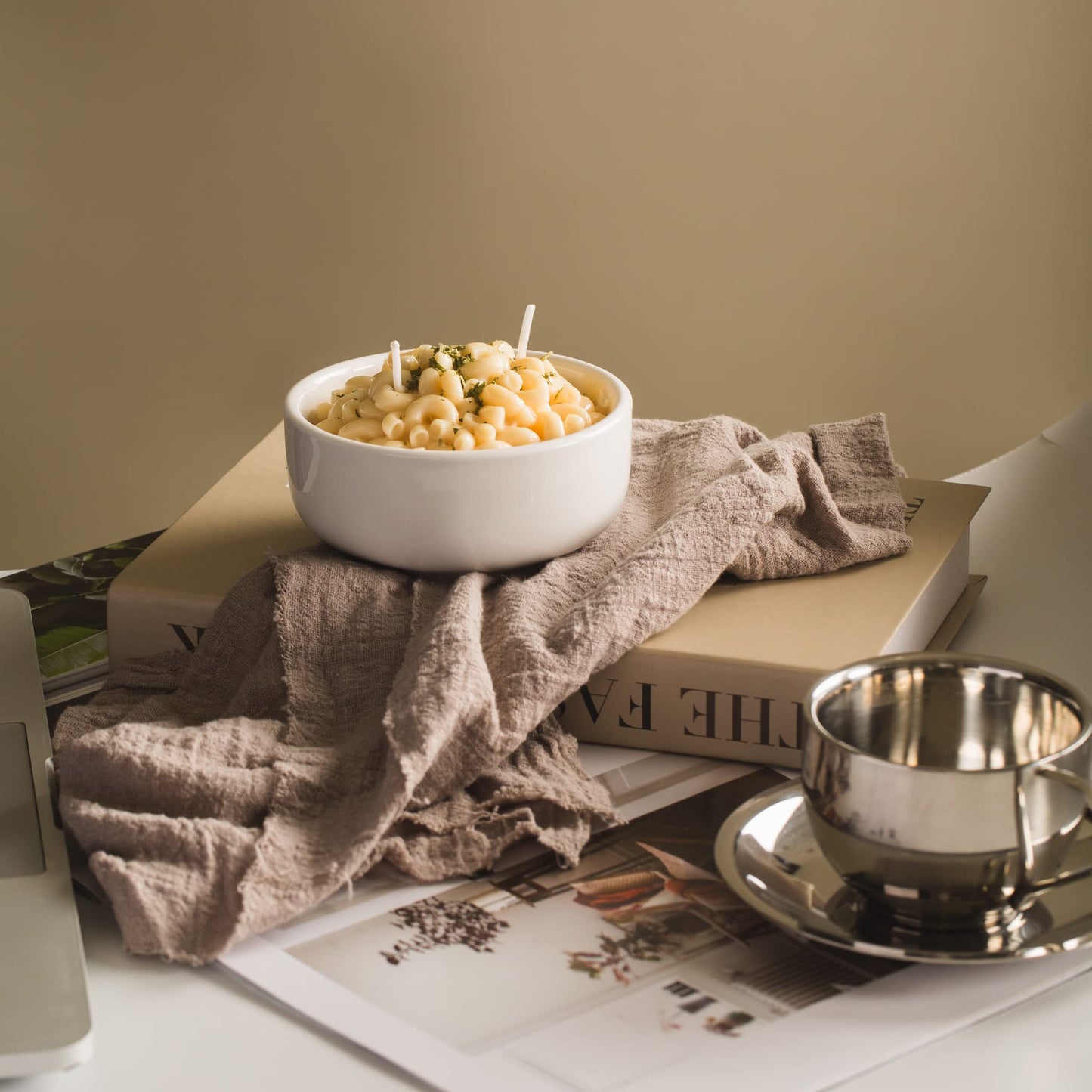 Macaroni and Cheese Pasta Bowl Scented Candle Ritual Gift for Your Lovers Friends