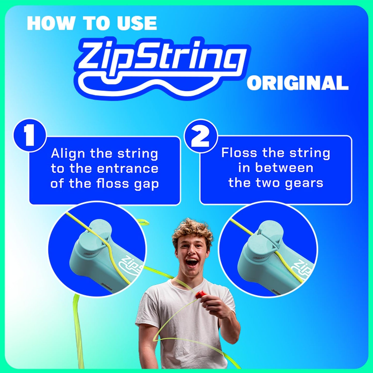 ZipString Original - As Seen on Shark Tank - Classic Rope Launcher Toy, Perfect for Kids & Adults - Fly a String Loop in The Air for Endless Tricks & Fun, Wonderment Awaits, Aesthetic Aqua