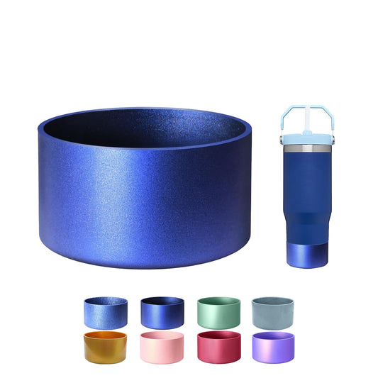 Metallic Matte Luster Silicone Boot Sleeve for Owala 24oz & Stanley/Simple Modern 20-40oz & Water Bottle 12-24oz and More Bottles with 2.8-3in Base Glitter Anti-Slip Bottom Cover (Sapphire)