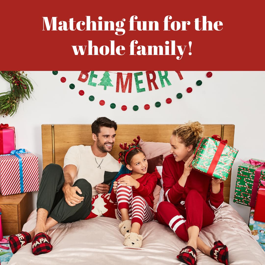 Dearfoams Women's Gifts for Mom Cute Cozy Mothers Day Mama Bear Slipper, Buffalo Plaid, 9-10