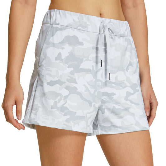 Willit Women's Shorts Hiking athletic Shorts Yoga Lounge Active Workout Running Shorts Comfy Casual with Pockets White Camo XS