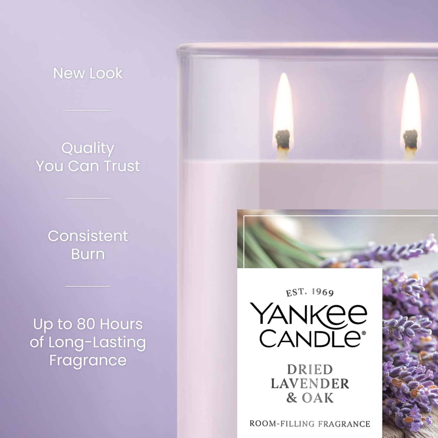 Yankee Candle Large Tumbler Scented Candle with up to 80 Hour Burn Time, Premium Plant Wax Blend for Consistent Burn, 20 oz Tumbler Candle with Room Filling Fragrance, Dried Lavender & Oak