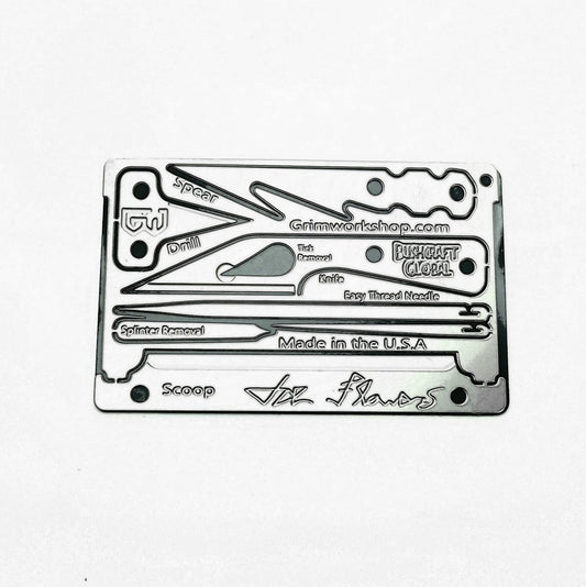Grim Workshop - Joe Flowers Signature Survival Card - Wallet Multi Tool with an EDC Tool Kit Inside - Stainless Steel Made in the USA Credit Card Tool