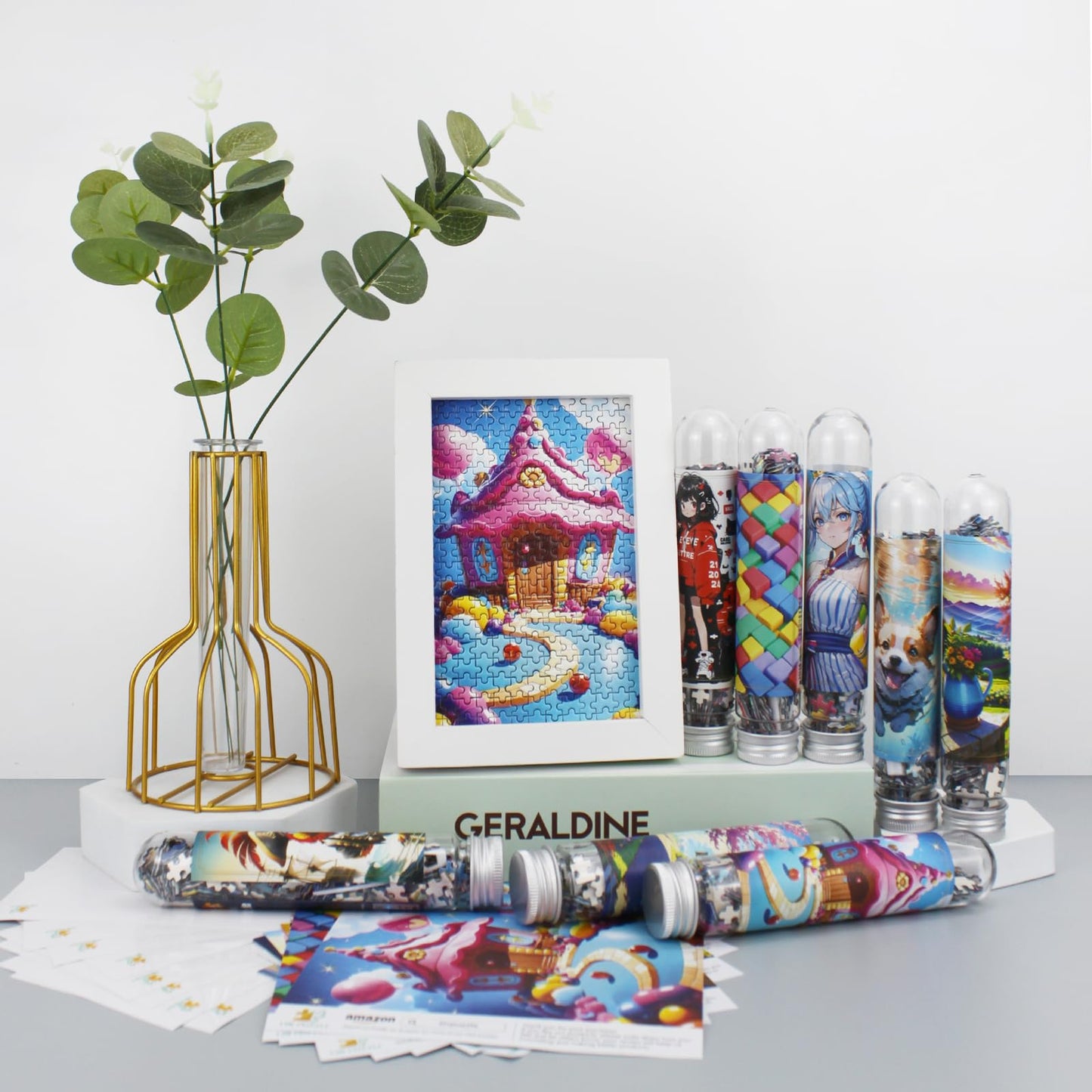 Mini Jigsaw Puzzles for Adults (8 Packs) PCS Puzzle with Reference Blueprint, Micro Puzzle, Comes with Tweezers for Small Puzzles, Suitable As a Gift (8 Packs - 4)