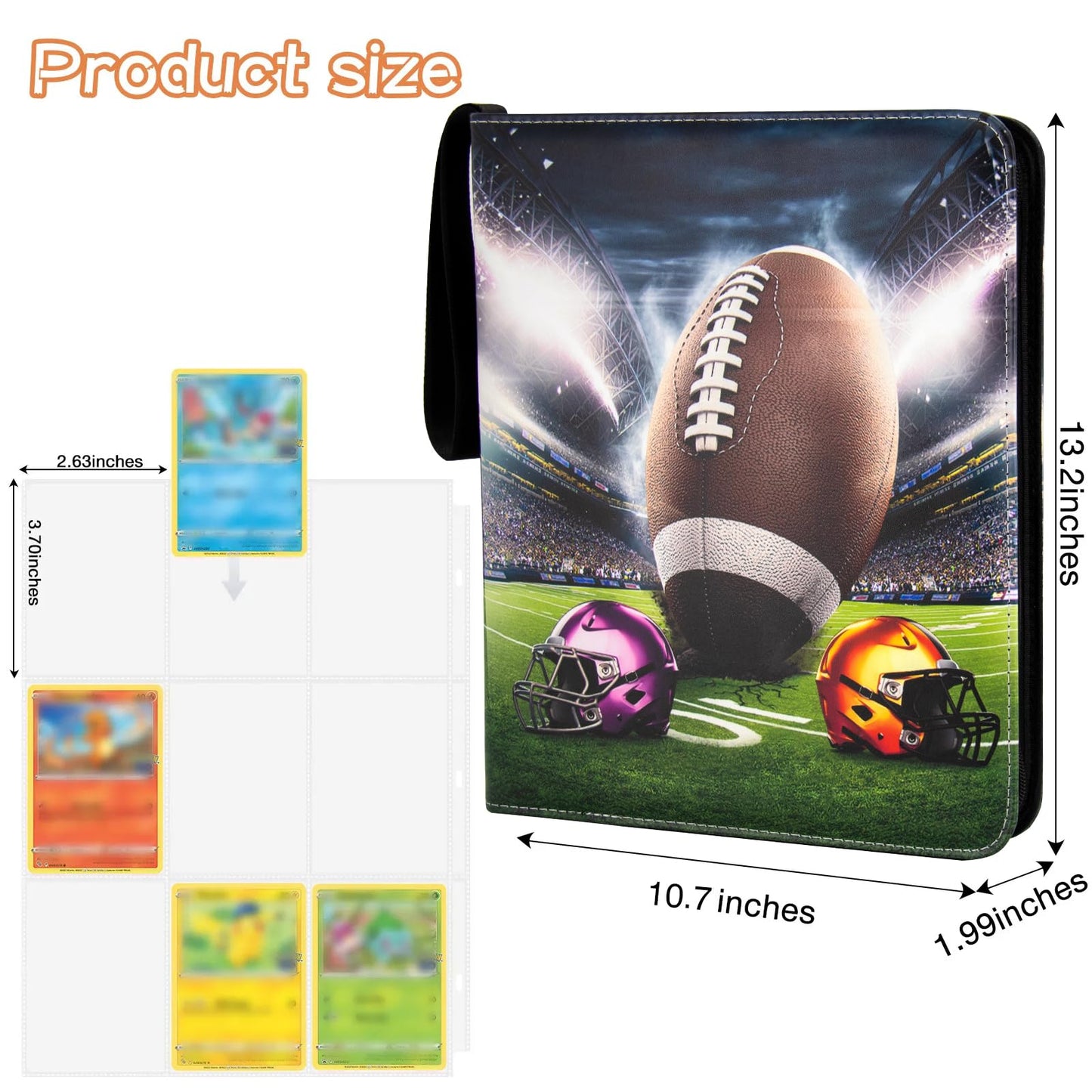 MaoKea Card Binder For Card 4-Pocket Sleeves with 440 Cards Holder,Game Collection Binder Card Holder Of Fit for TCGcard album,game card Yugioh Trading Sports Cards (9 Pocket Rugby 1)